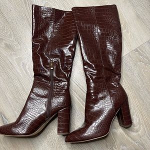 Faux leather croc boots